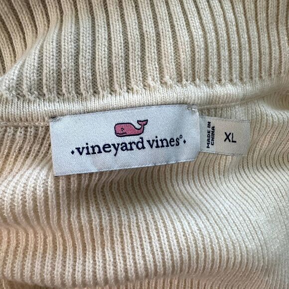 Vineyard Vines XL White Collared Sweater – Long Sleeve Knit Preppy Pullover - Picture 3 of 9
